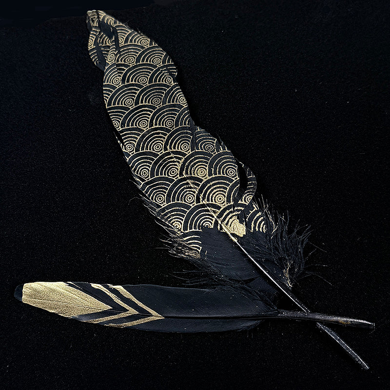 Black Tie Painted Feathers