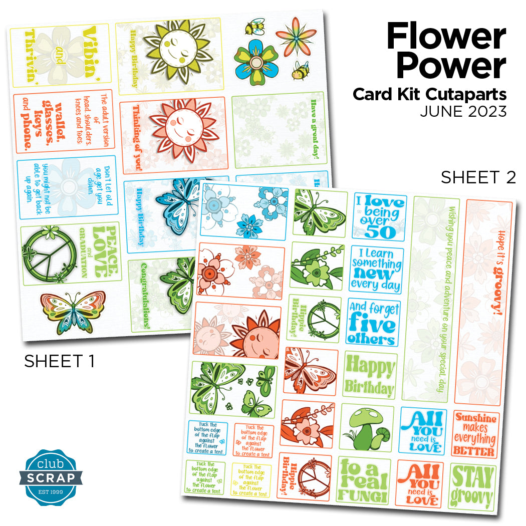 Flower Power Card Cutaparts Club Scrap
