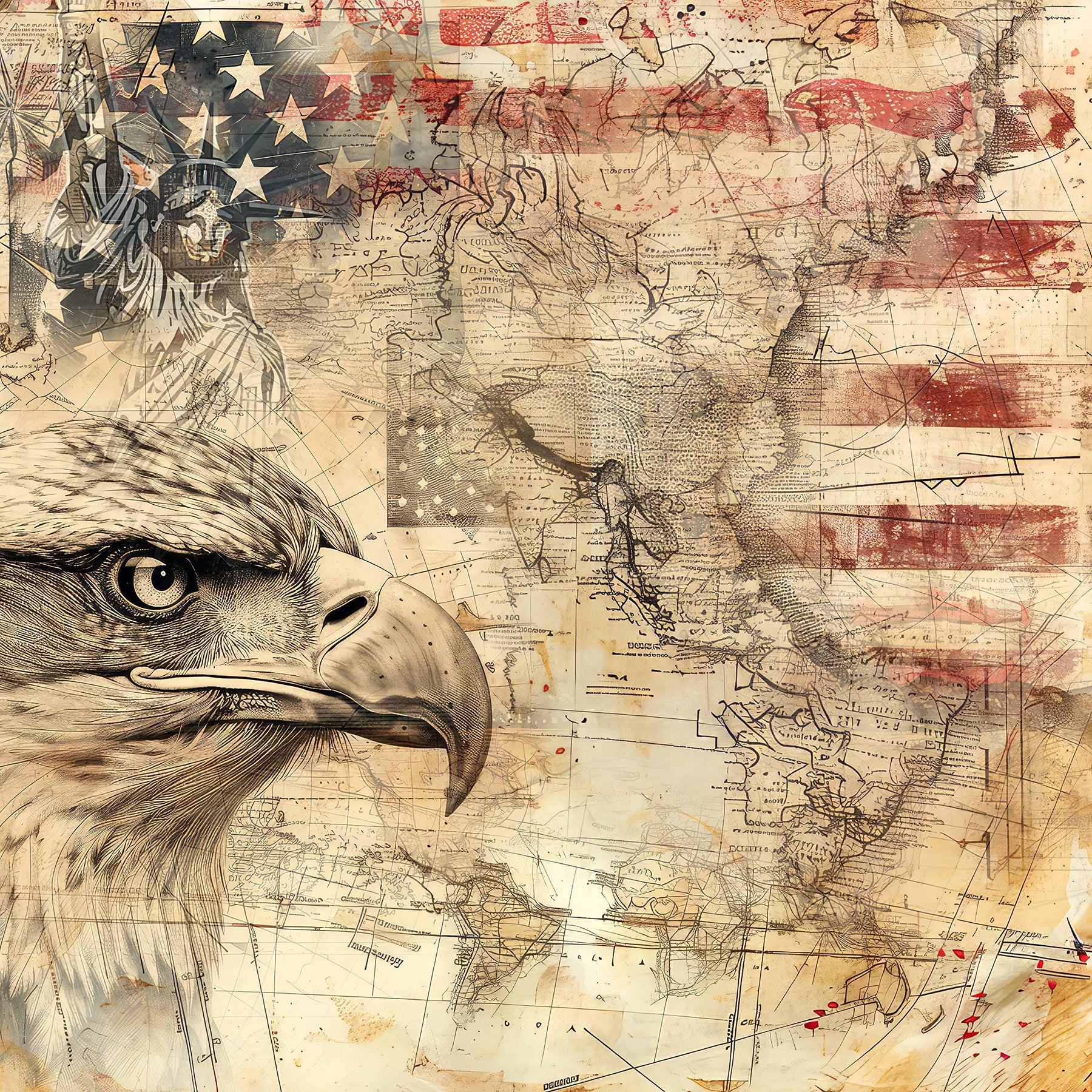 America 250 12x12 Eagle Print
