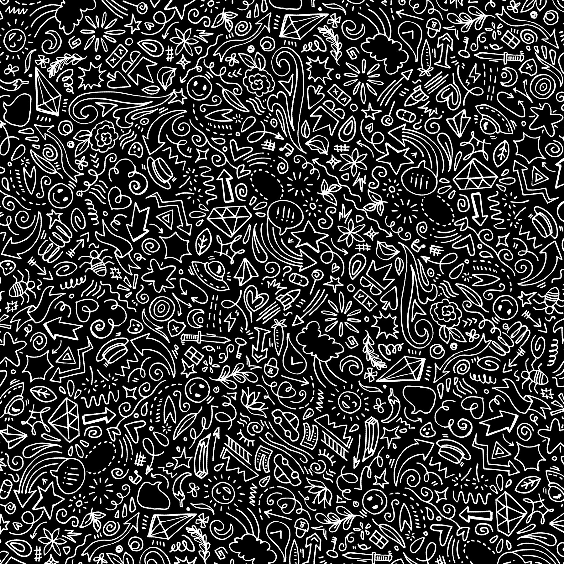 Doodles 12x12 Black Print