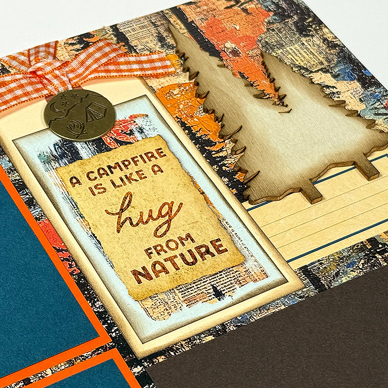 In Tents Spruce Trees Woodcut