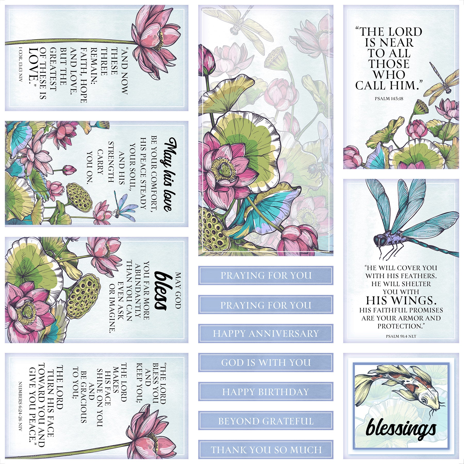 5x7 Nested Strips Card Kit - Lotus