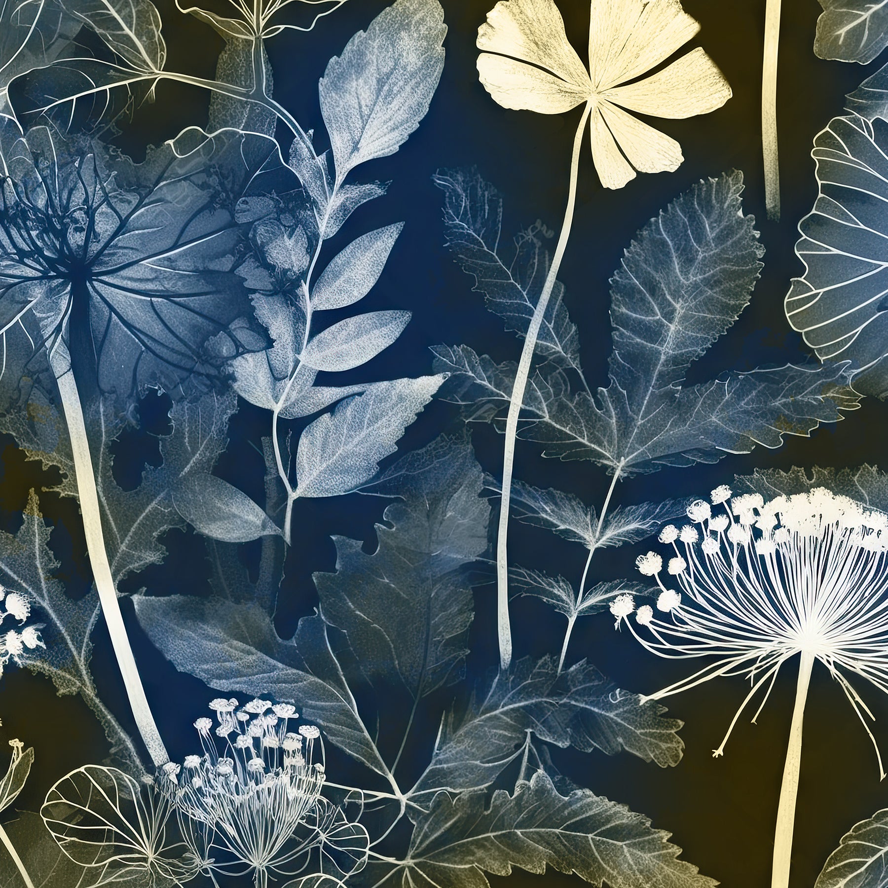 Blue Botanicals 12x12 Large Print